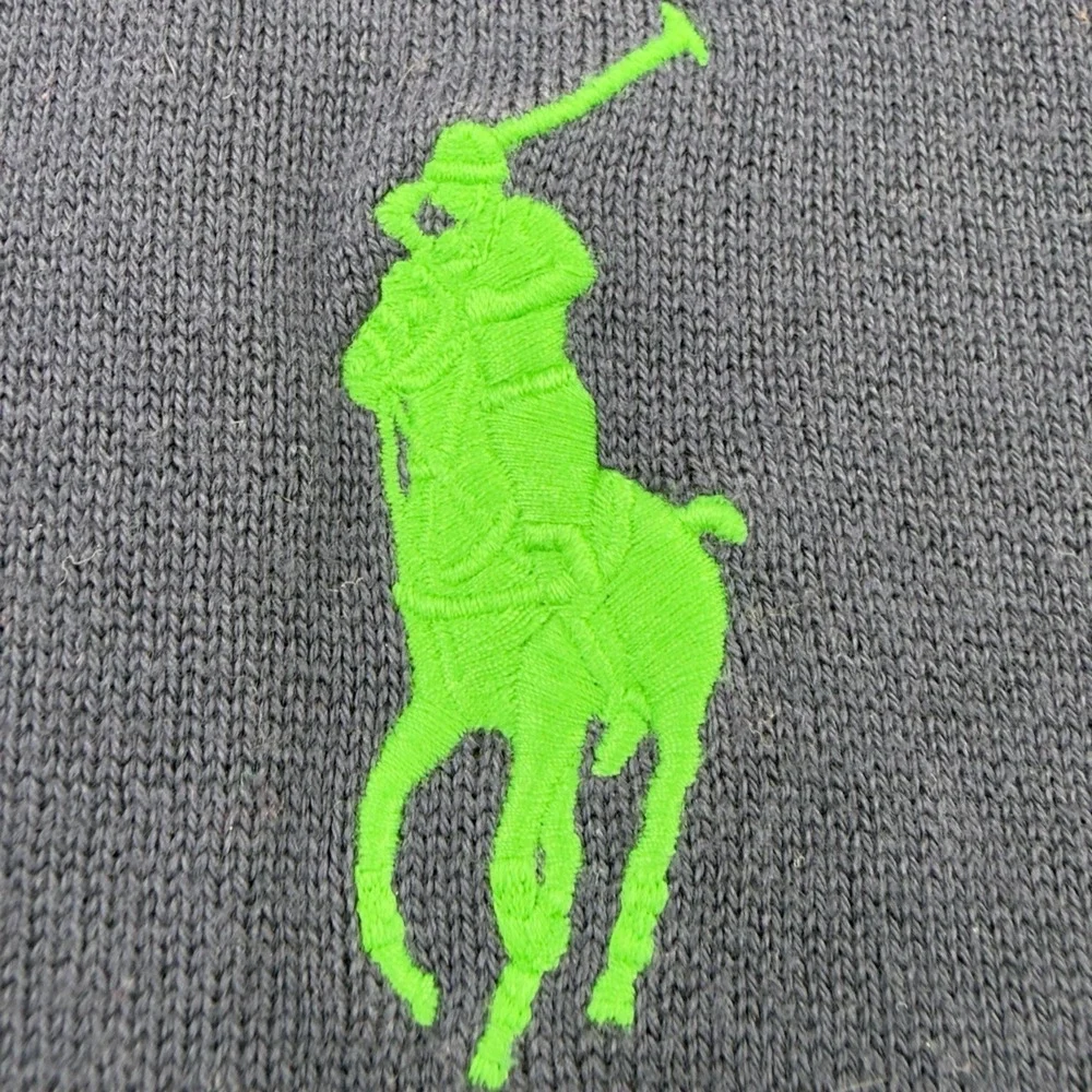 Polo Ralph Lauren Blue w/ Green Large Logo Full Double Zip Sweater Men's Size XL
